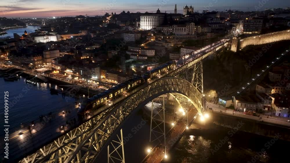 Dom Luis I Bridge At Porto District Of Porto Portugal. Aerial View Of ...