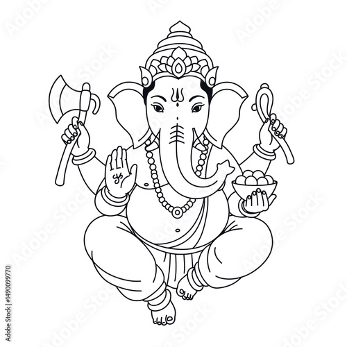A mix of full-body and portrait Ganesha artworks with diverse artistic expressions from line art to full color.