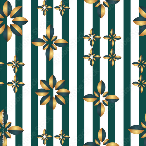  Summer striped Floral tile ornament seamless pattern vector cute traditional geometric print for wallpaper, textile design , repeat background .