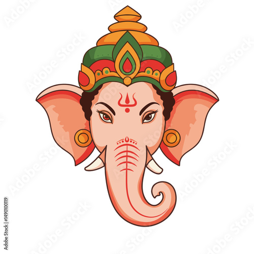 Vector-style Lord Ganesha drawings with intricate ornaments and detailed headgear.