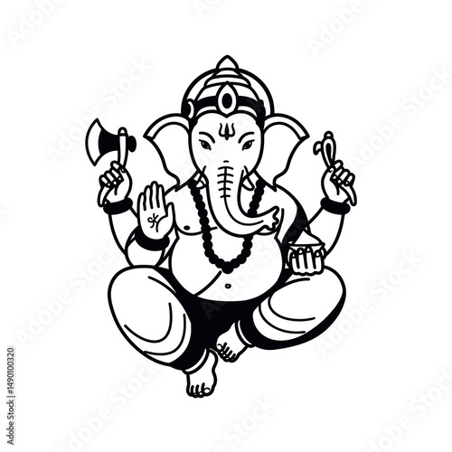 A mix of full-body and portrait Ganesha artworks with diverse artistic expressions from line art to full color.