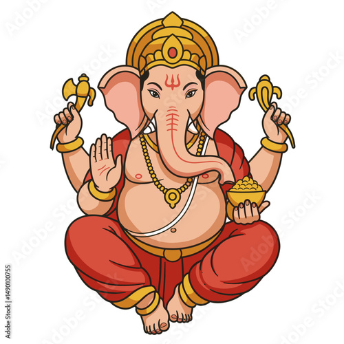 A mix of full-body and portrait Ganesha artworks with diverse artistic expressions from line art to full color.