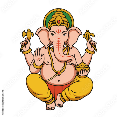 A mix of full-body and portrait Ganesha artworks with diverse artistic expressions from line art to full color.