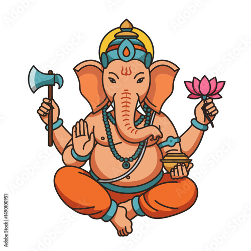 A mix of full-body and portrait Ganesha artworks with diverse artistic expressions from line art to full color.