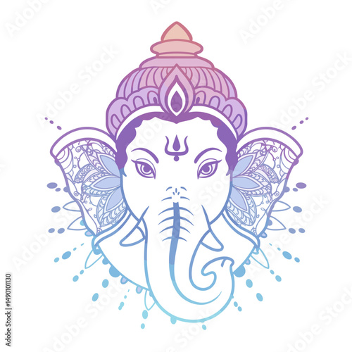 A mix of full-body and portrait Ganesha artworks with diverse artistic expressions from line art to full color.