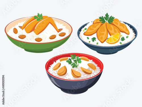 vector illustration of a vietnamese food Cơm Gà Hội An (Hoi An-Style Chicken Rice)