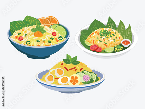 vector illustration of a vietnamese food Cơm Rang (Vietnamese Fried Rice)