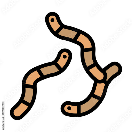 Worms Vector Filled Icon Design