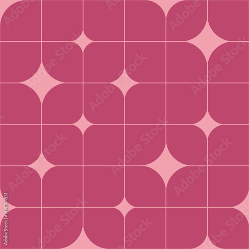 Geometric Rounded Tile Pattern – Bold Magenta Retro Design