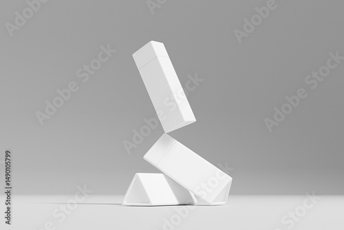 triangular paper tube packaging mockup, recyclable triangle stick container, Luxury trianglular box container mockup, Sustainable triangle cardboard paper Packaging, white tube cosmetic container