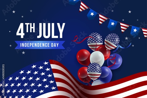 American Independence Day 4th of July USA Celebrations Flag Poster Card Abstract Vector background 