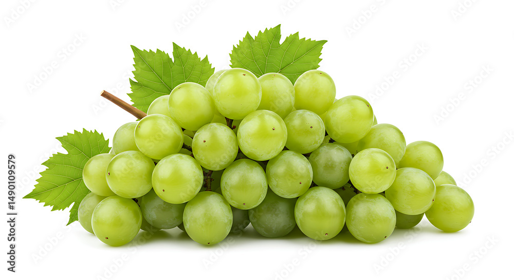 Lush green grapes with vibrant leaves Lush green grapes with vibrant leaves