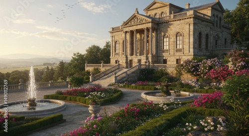 Wallpaper Mural Grand estate with lush garden Torontodigital.ca