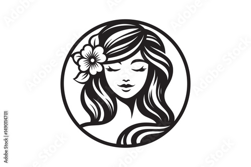 beauty woman face silhouette vector logo
