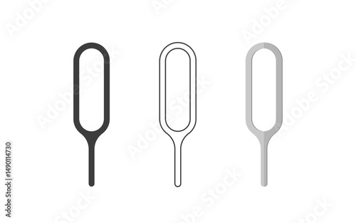 Sim ejector icon. Needle for opening SIM card slot of mobile phone. Set of Vector illustrations in Flat style.