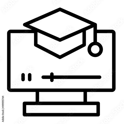 E learning Platform Vector Line Icon Design