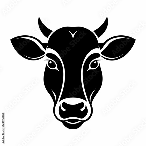 cow head silhouette on white background 