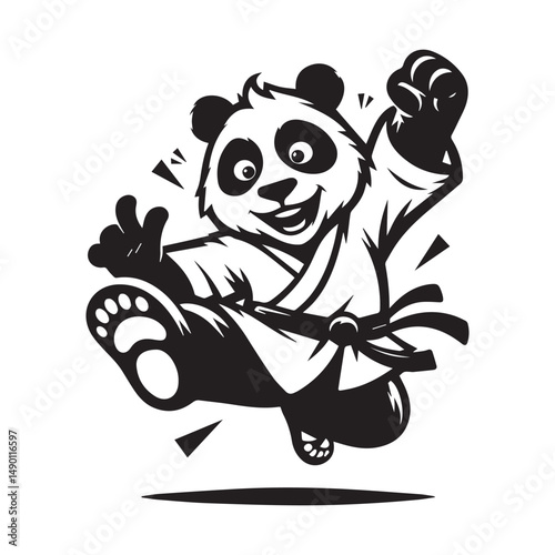 Hero Panda in Kungfu Stance – Bold Animal Logo Vector Illustration
