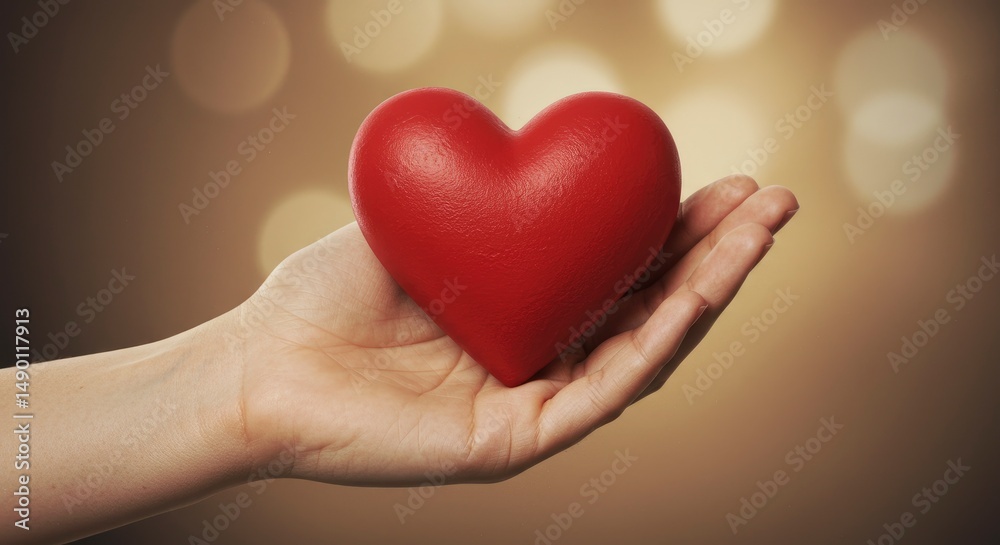 Fototapeta premium Hand holding red heart symbol