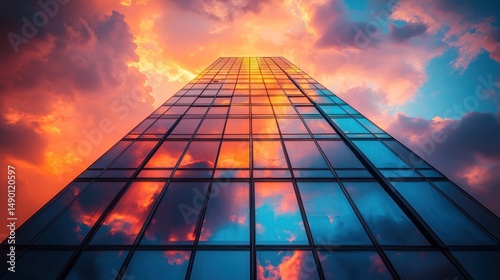 Wallpaper Mural Skyscraper reflecting vibrant sunset clouds (1) Torontodigital.ca