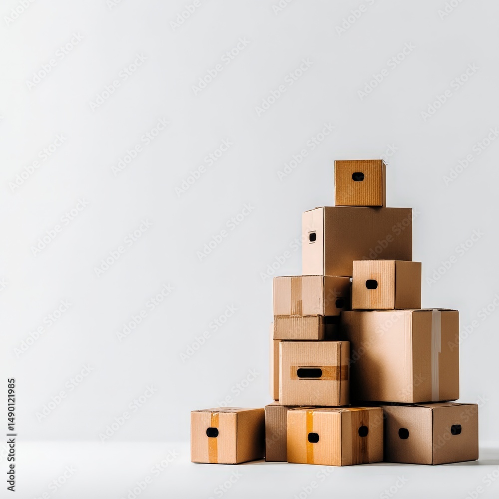 Obraz premium Stack of Cardboard Boxes: Packaging, Moving, Storage Solutions