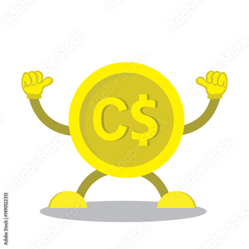 cartoon coin with thumbs up pose. cartoon coin design isolated on white background.