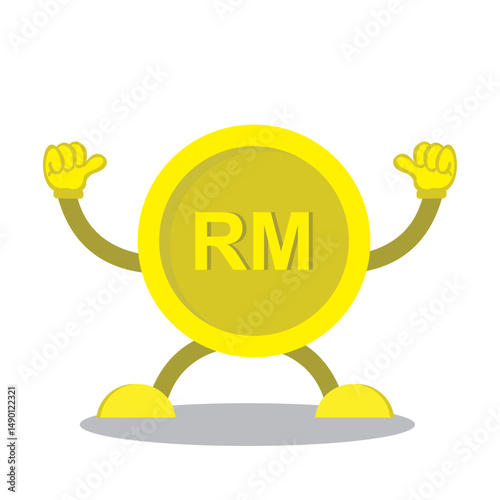 cartoon coin with thumbs up pose. cartoon coin design isolated on white background.