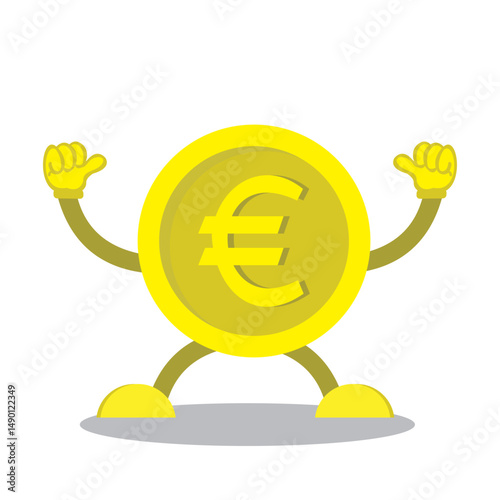 cartoon coin with thumbs up pose. cartoon coin design isolated on white background.