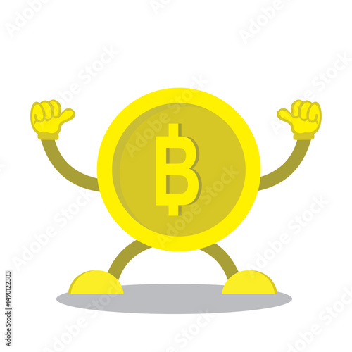 cartoon coin with thumbs up pose. cartoon coin design isolated on white background.