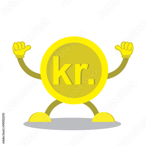 cartoon coin with thumbs up pose. cartoon coin design isolated on white background.