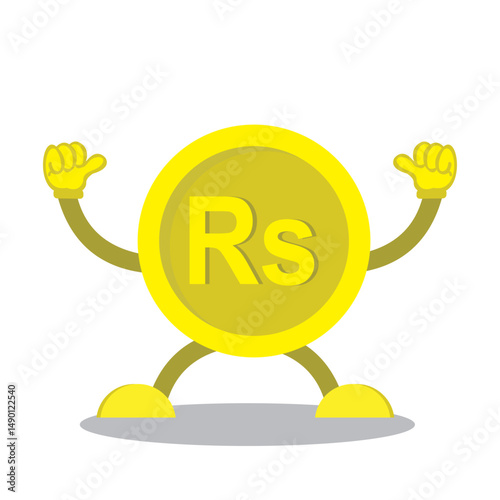 cartoon coin with thumbs up pose. cartoon coin design isolated on white background.