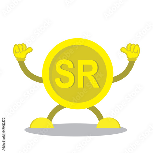 cartoon coin with thumbs up pose. cartoon coin design isolated on white background.