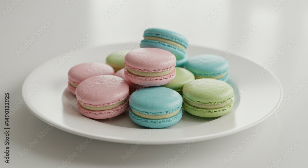 Fototapeta premium Colorful macarons on a white plate