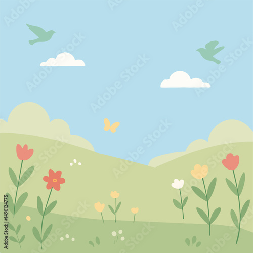 Spring floral meadow scene