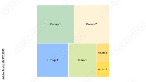 business illustration data analyse with boxes - groups and teams