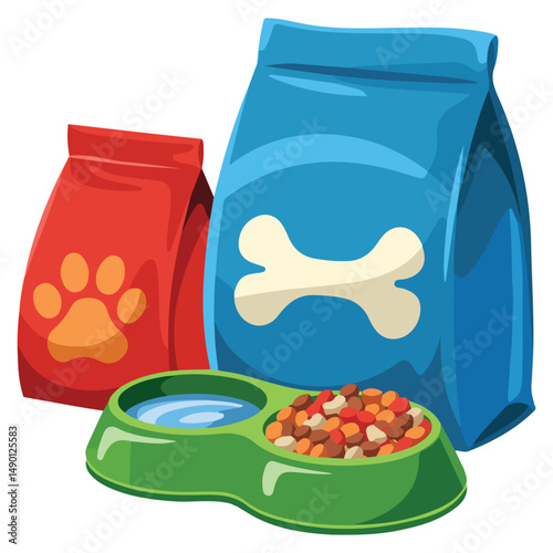 Colorful pet food poster animal care isolated vector illustration on white background
