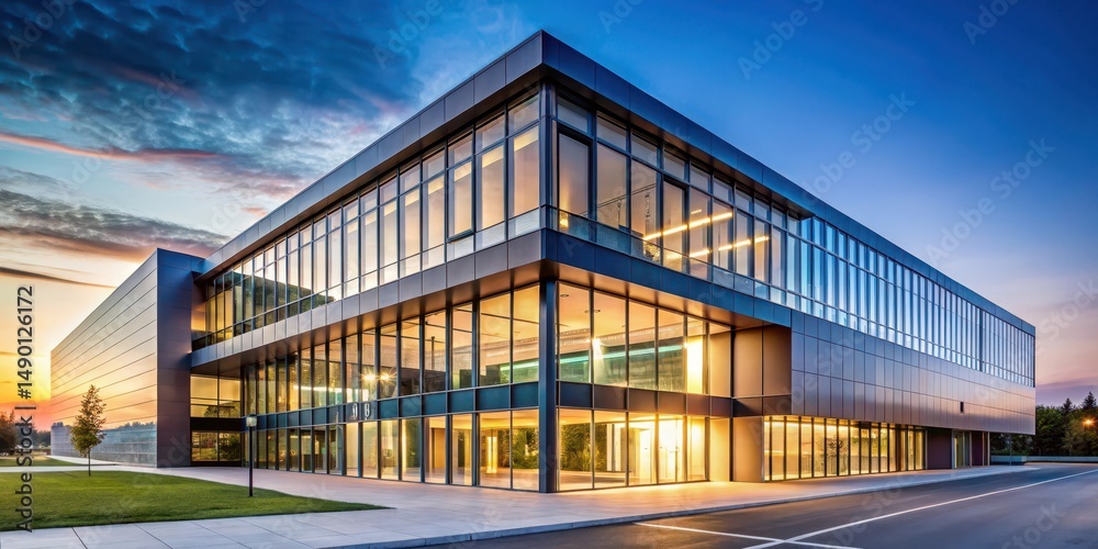 Fototapeta premium Modern Facade of Building in St Jean de Luc at Dawn , st jean de luc