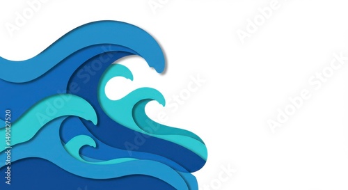 Blue ocean waves graphic illustration