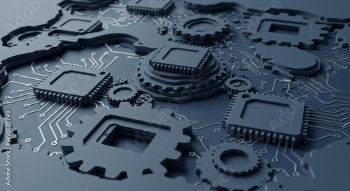 Abstract technology illustration circuit board gears
