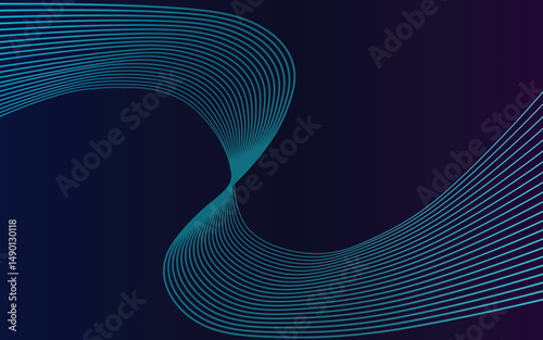 Colorful curved gradient lines on a dark background. Abstract flowing wave shapes with vibrant rainbow hues.
