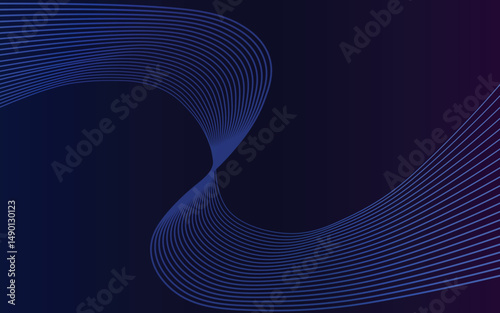 Colorful curved gradient lines on a dark background. Abstract flowing wave shapes with vibrant rainbow hues.