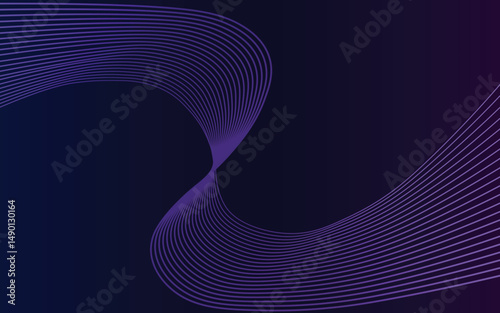 Colorful curved gradient lines on a dark background. Abstract flowing wave shapes with vibrant rainbow hues.