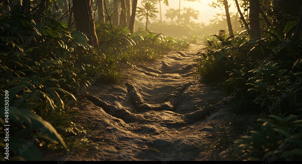 Obraz premium Jungle Path at Sunset