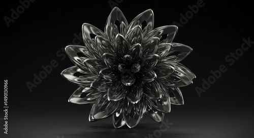 Abstract monochrome crystal flower design