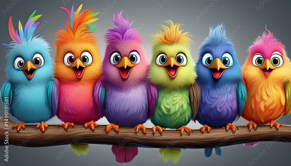 Fototapeta premium Niedliche bunte Vögel