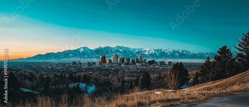 Stunning panoramic view of Salt Lake City skyline.