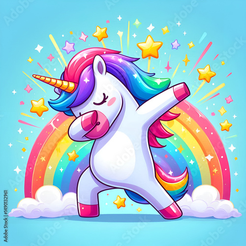 Cute magical unicorn cartoon, illustration, vector, design