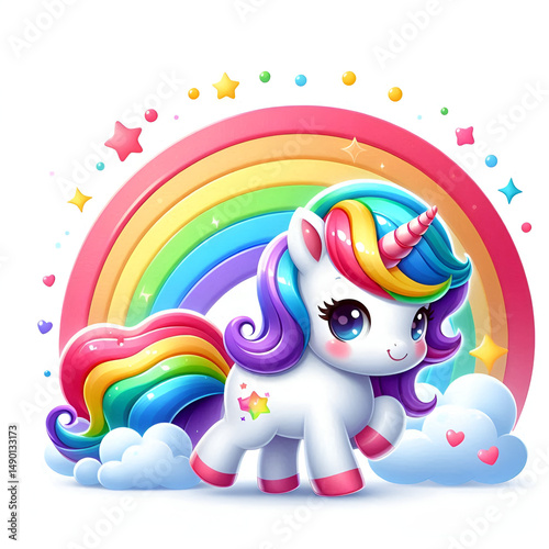 Cute magical unicorn cartoon, illustration, vector, design