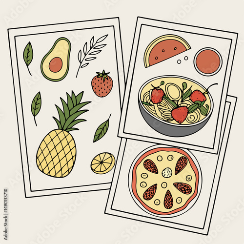 Hand drawn food posters for the kitchen. Template La Dolce Vita style