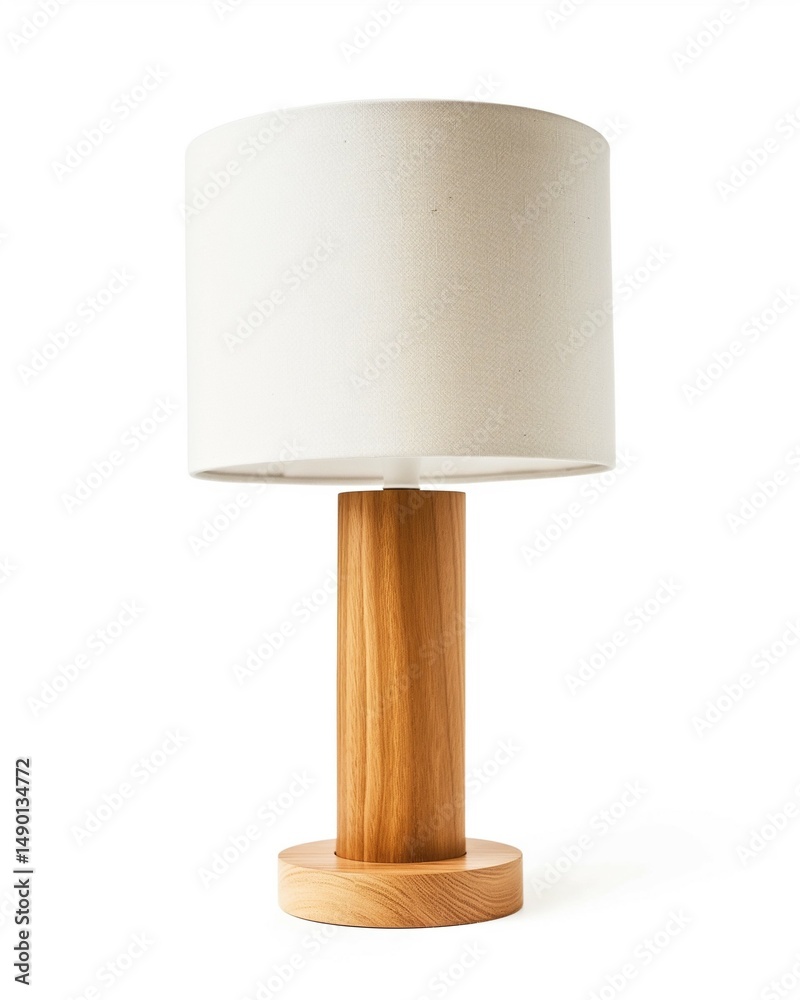 Modern table lamp with wooden base isolated Modern table lamp with wooden base isolated